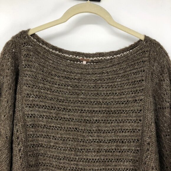 Free People Snow Nymph Loose Sweater Poncho Taupe Size XS - Picture 6 of 16